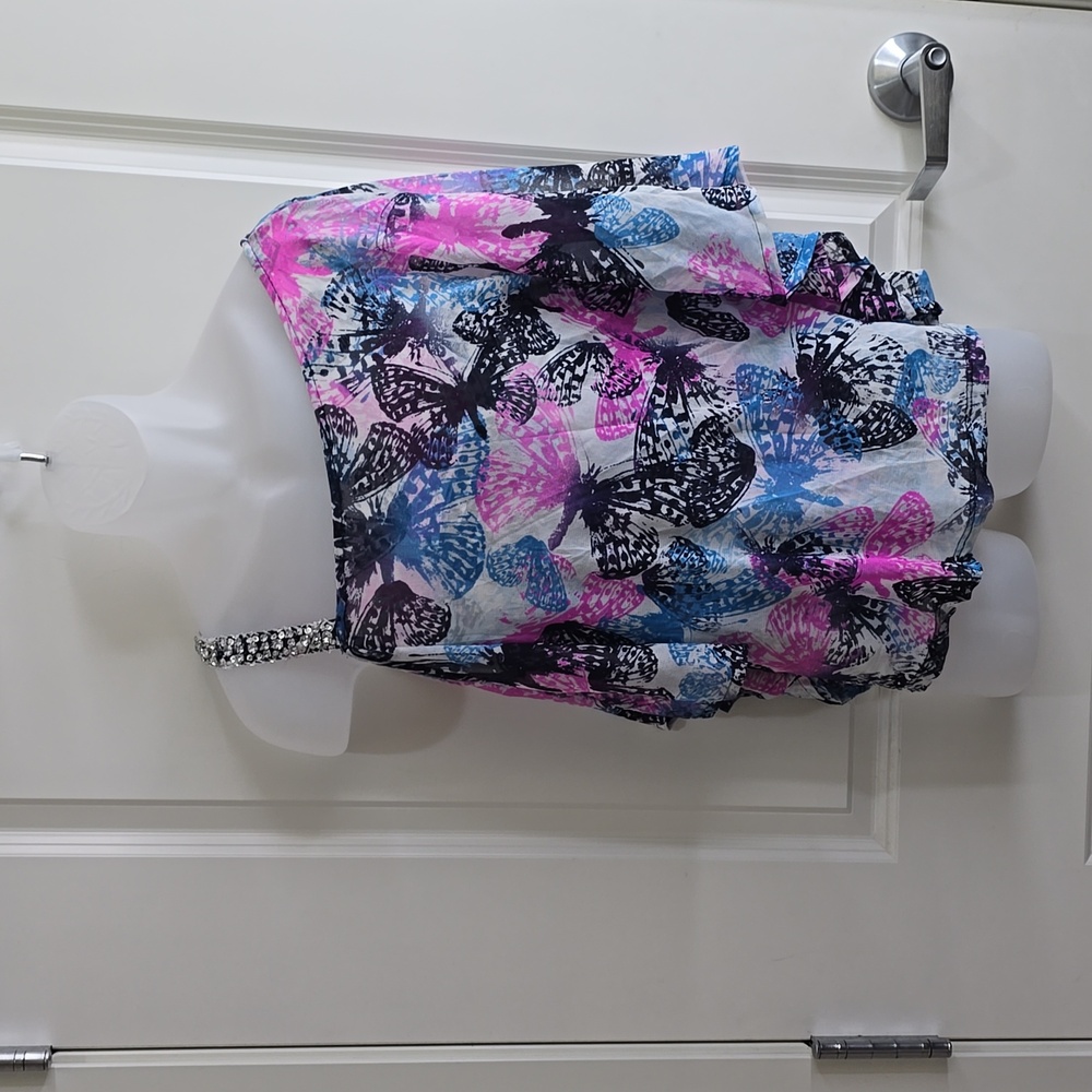 INC Sheer Butterfly Print One Shoulder‎ Blouse Size Medium